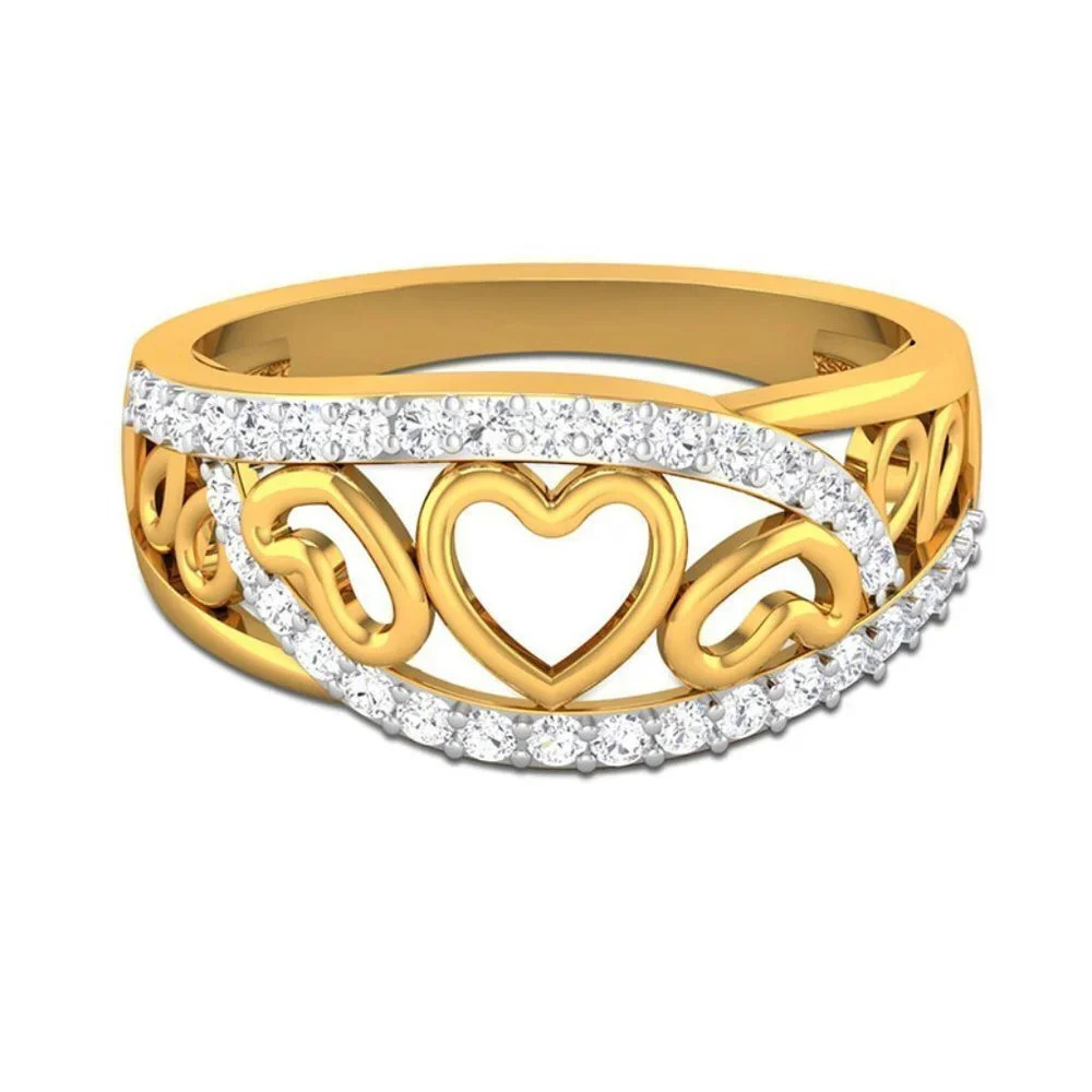 🔥 Lovely Double Layer Sweet Zircon Heart Rings for Women, EVGG1305